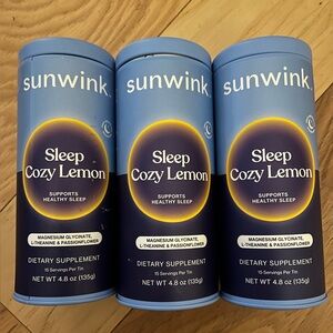 Sunwink Sleep Cozy Lemon Superfood Powder sleep aid Mix - 3 sealed cans